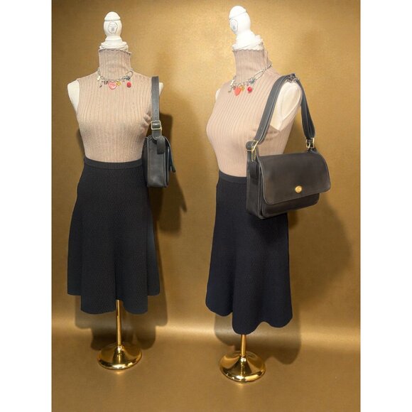 VTG Coach Pocket Bag 9875 Black Leather Brass Turnlock Shoulder Purse 1990 USA - Picture 3 of 12